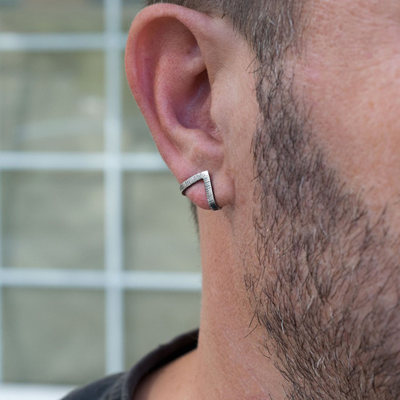 S925 srebrne trokutaste naušnice - unisex geometrijske, retro minimalističke