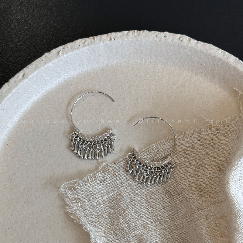 Vintage etno stil kristalne naušnice s resicama za žene – boho viseće naušnice