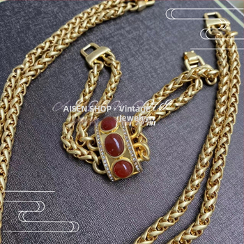 Set ogrlice i narukvice s dvostrukom lancem, retro stil, s ugrađenim kamenjem