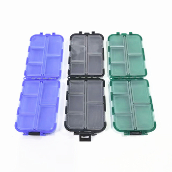 Prijenosna višenamjenska kutija za ribolovne dodatke sa 10 pretinaca za udice i olovne glave, te pretinac za lijekove