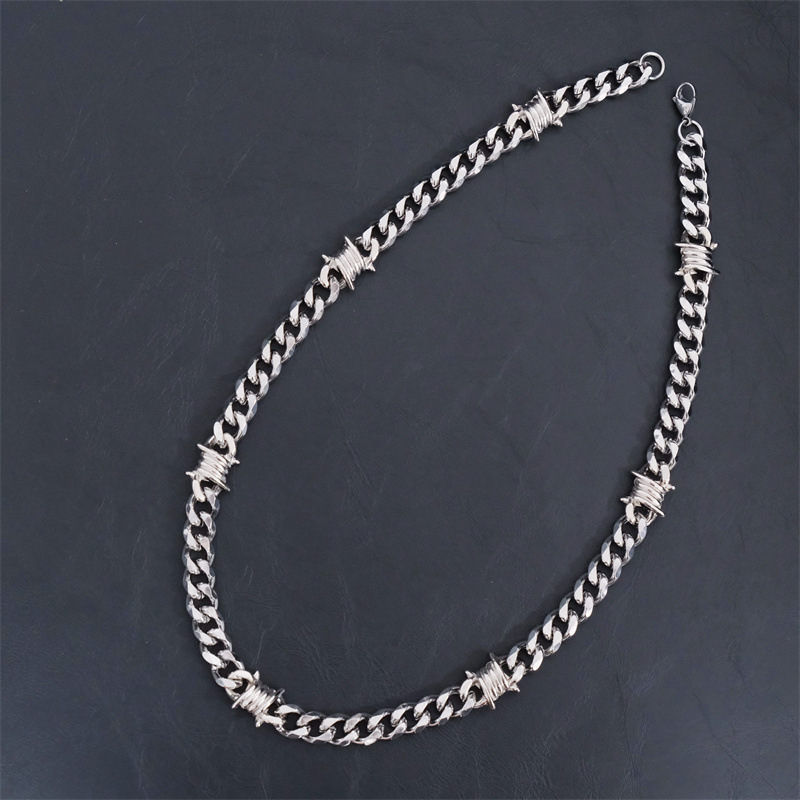 Ogrlica od titan čelika u hip-hop stilu, kubanska lanac s čvorom i bodljama
