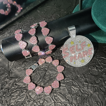 Unisex komplet nakita: disk s slovima i kubanski lanac, 15 mm, legura, rhinestones, hip-hop stil