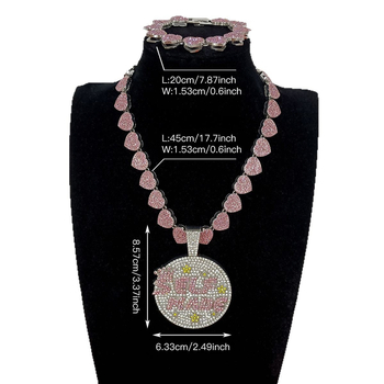 Unisex komplet nakita: disk s slovima i kubanski lanac, 15 mm, legura, rhinestones, hip-hop stil