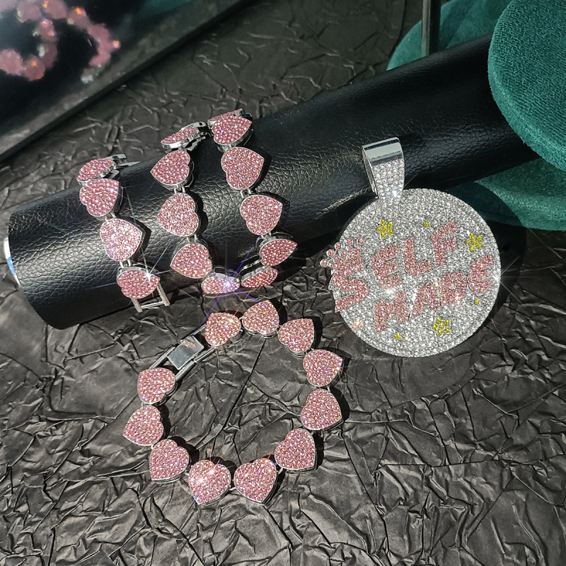 Unisex komplet nakita: disk s slovima i kubanski lanac, 15 mm, legura, rhinestones, hip-hop stil