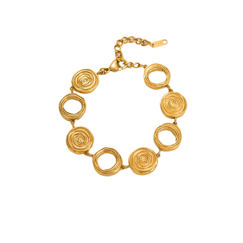 Dazan set: ogrlica i narukvica od titan čelika s 18K pozlaćenjem, kružno kapkovitog dizajna, debeli lanac, duljina ogrlice 38+5 cm, duljina narukvice 18+5 cm, širina lanca 1,5 cm, vintage stil za žene.