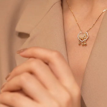 Ženski ogrlica u korejskom stilu s amuletom dugog života, elegantan privjesak za klavikulu