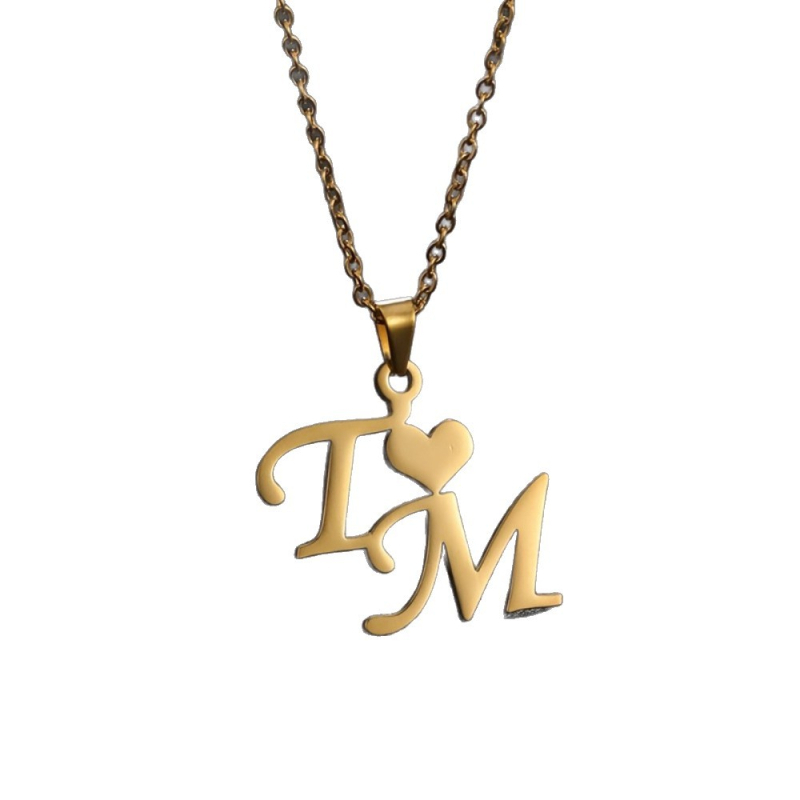 Prilagodljiv set ogrlica s engleskim slovima od titan čelika, zlatni privjesak, minimalistički unisex nakit