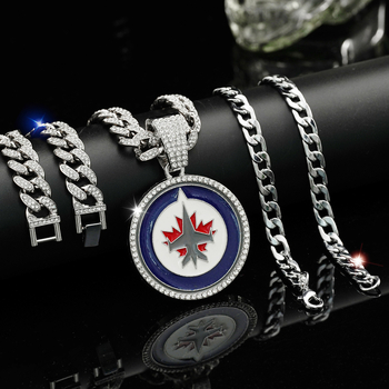 Unisex hip-hop set nakita: kubanski lanac s rhinestones privjeskom i odgovarajuća narukvica (3-dijelni set)