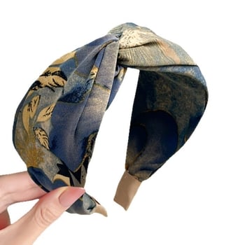 Nova tiskana elastična traka za kosu s dizajnom tie-dye, retro ulje na platnu, visoka kruna, križni uzorak, široka verzija, luksuzan dojam, za žene, elegantan styling kose