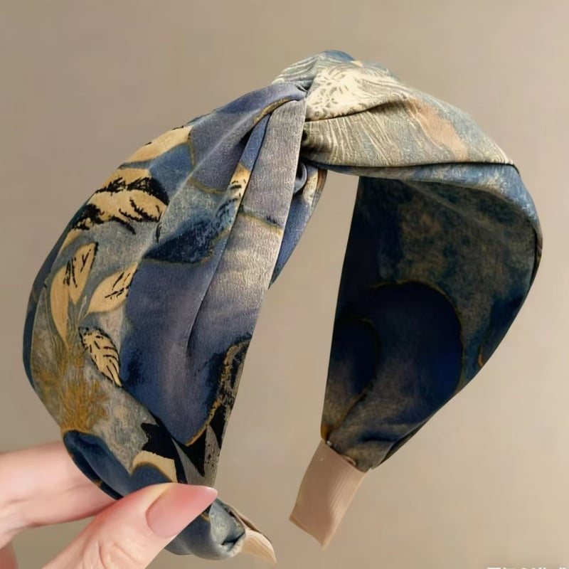 Nova tiskana elastična traka za kosu s dizajnom tie-dye, retro ulje na platnu, visoka kruna, križni uzorak, široka verzija, luksuzan dojam, za žene, elegantan styling kose
