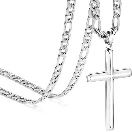 Unisex ogrlica s križem od titan čelika, kubanska lančana ogrlica, hip-hop stil, duljina 51–60 cm, 18K zlatni ton.