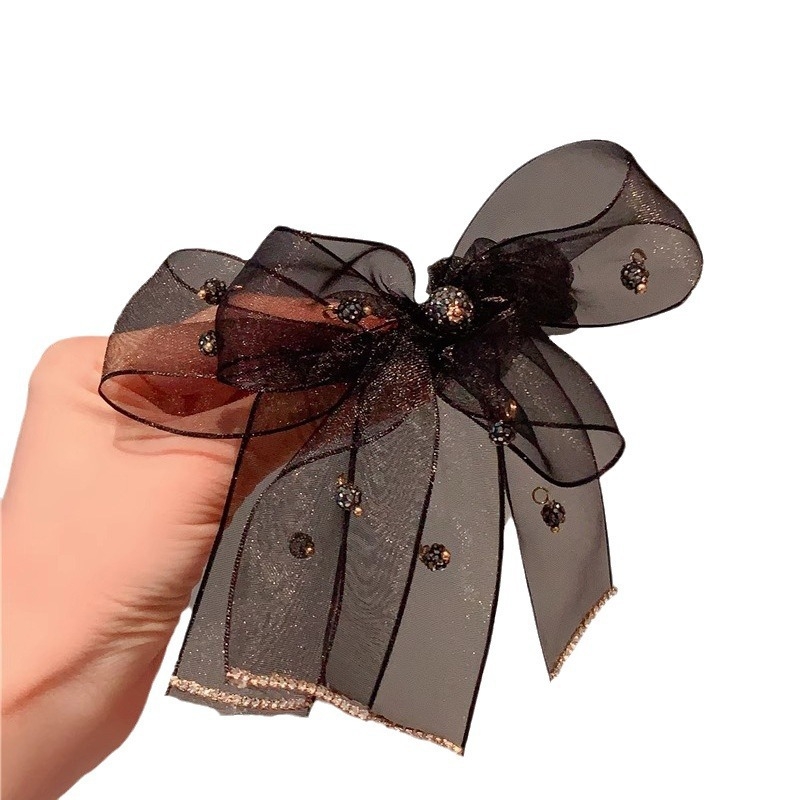 Organza gumica za kosu s mašnicom i cvijetom, ručni rad, elegantan dodatak za kosu za žene