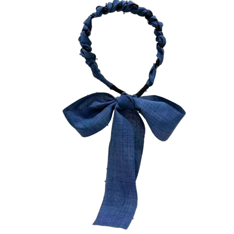 Denim traka za kosu, pletena, s detaljima zuba, retro stil za žene