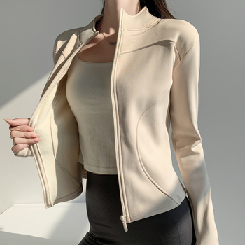 H115 Sharkskin йога яке за жени, есенно-зимно време, за бягане и колоездене, подплатено с флийс, дълъг ръкав, тесен силует