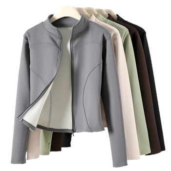 H115 Sharkskin йога яке за жени, есенно-зимно време, за бягане и колоездене, подплатено с флийс, дълъг ръкав, тесен силует