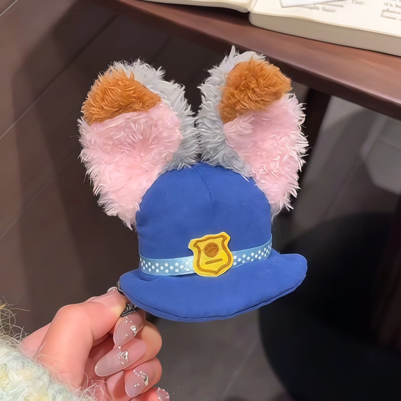 Plišani dodaci za kosu iz serije Policijska zečica Judy: gumice za kosu, kopče za kosu, karikatura kapa i gornji klip