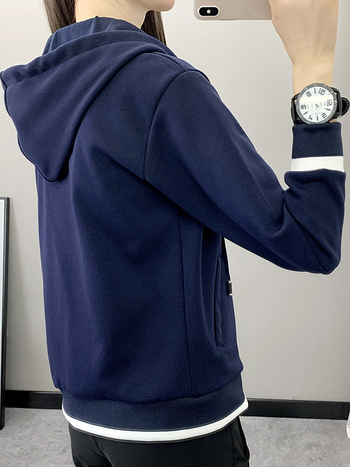 Ženska kapuljačasta kardigan-sweatshirt jakna, kratka duljina, proljeće i jesen, bijela, casual sportska odjeća