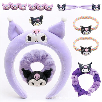 Set dodataka za kosu s likovima Cinnamoroll, Kuromi i My Melody: traka za kosu, ukosnica, prsten i narukvica
