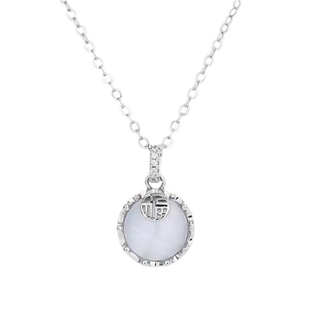 Bakreni nakit s 18K pozlata i bijelim chalcedonom, Fu znak, ženski, lagani luksuz, geometrijski dizajn, lanac za ključnu kost