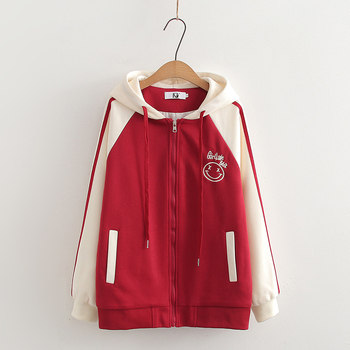 Žensko baseball jakna s kapuljačom u američkom stilu, slobodan kroj, inspirirano korejskim stilom, jesen 2024