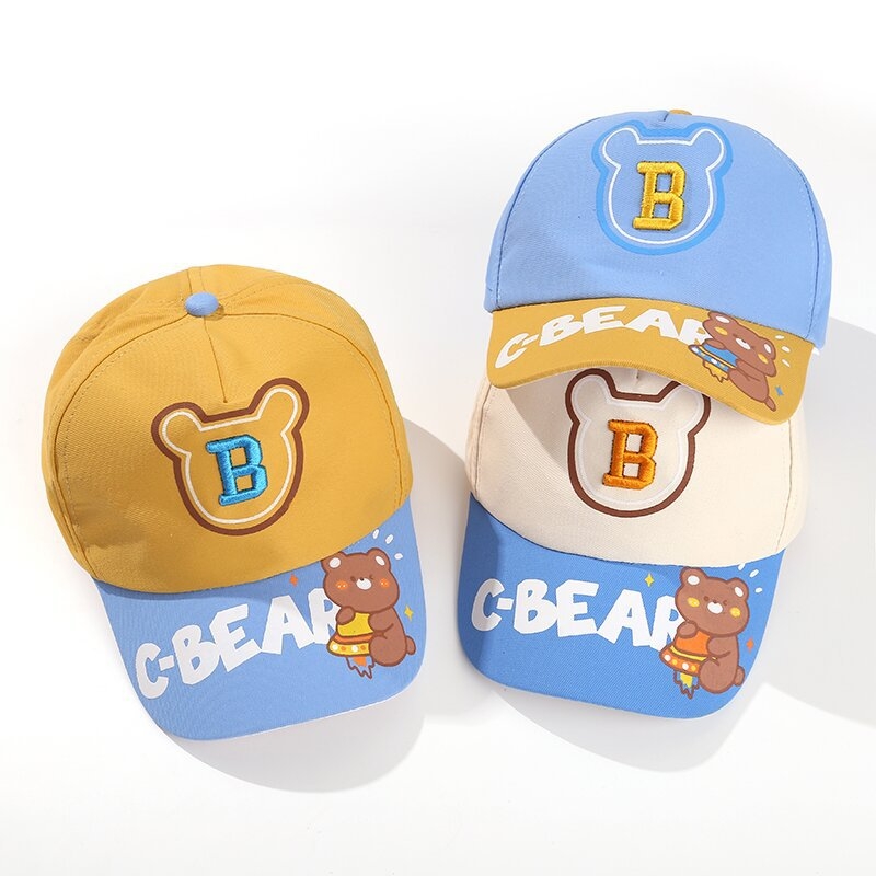 Nova šarena dječja baseball kapa s roztomilim medvjedićem i slovima, unisex, zaštita od sunca, duži vizir