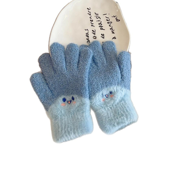 Dječje zimske rukavice, za djecu 6–12 godina, sladak karikaturalni uzorak, petoprstne pletene rukavice za vožnju bicikla i pisanje
