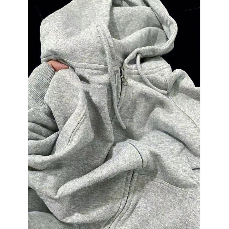 Ženski zimski džemper s kapuljom, flis podstava, opušten kroj, zen stil