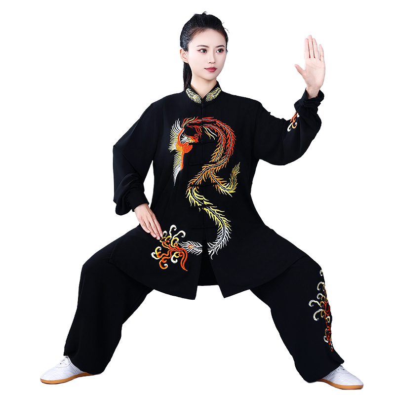 Ženski Tai Chi kostim, izvezeni, srednje duljine, za proljeće, ljeto i jesen, za nastupe i trening