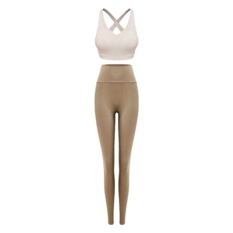 Ženski dvodijelni set za jogu, bez rukava gornji dio i hlače visokog struka, podizanje stražnjice, 70% najlon, 30% spandex, ljeto 2026