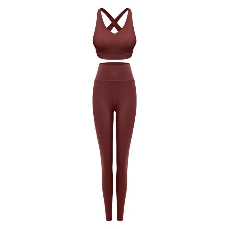 Ženski dvodijelni set za jogu, bez rukava gornji dio i hlače visokog struka, podizanje stražnjice, 70% najlon, 30% spandex, ljeto 2026