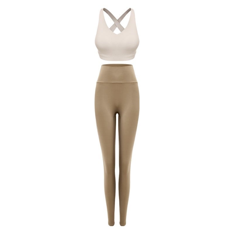 Ženski dvodijelni set za jogu, bez rukava gornji dio i hlače visokog struka, podizanje stražnjice, 70% najlon, 30% spandex, ljeto 2026