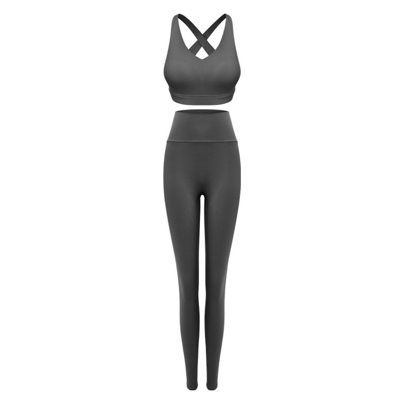 Ženski dvodijelni set za jogu, bez rukava gornji dio i hlače visokog struka, podizanje stražnjice, 70% najlon, 30% spandex, ljeto 2026
