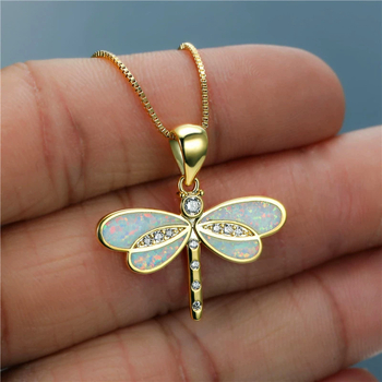 Delen bakreni dragonfly privjesak ogrlica za žene