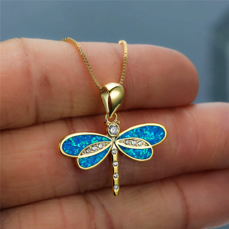 Delen bakreni dragonfly privjesak ogrlica za žene