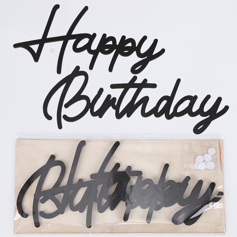Drvena pločica za rođendan – engleski natpis Happy Birthday, pozadina za zabavu, drveni dekor