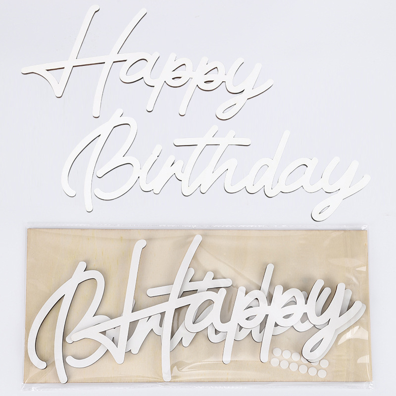 Drvena pločica za rođendan – engleski natpis Happy Birthday, pozadina za zabavu, drveni dekor