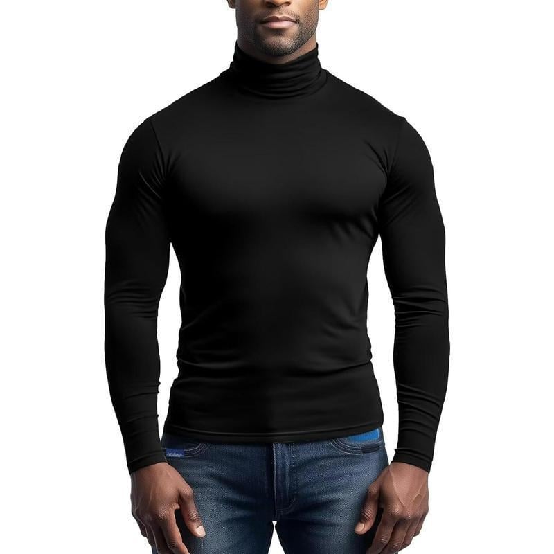 Мъжки флийс суитшърт с висока яка, едноцветен, Slim fit