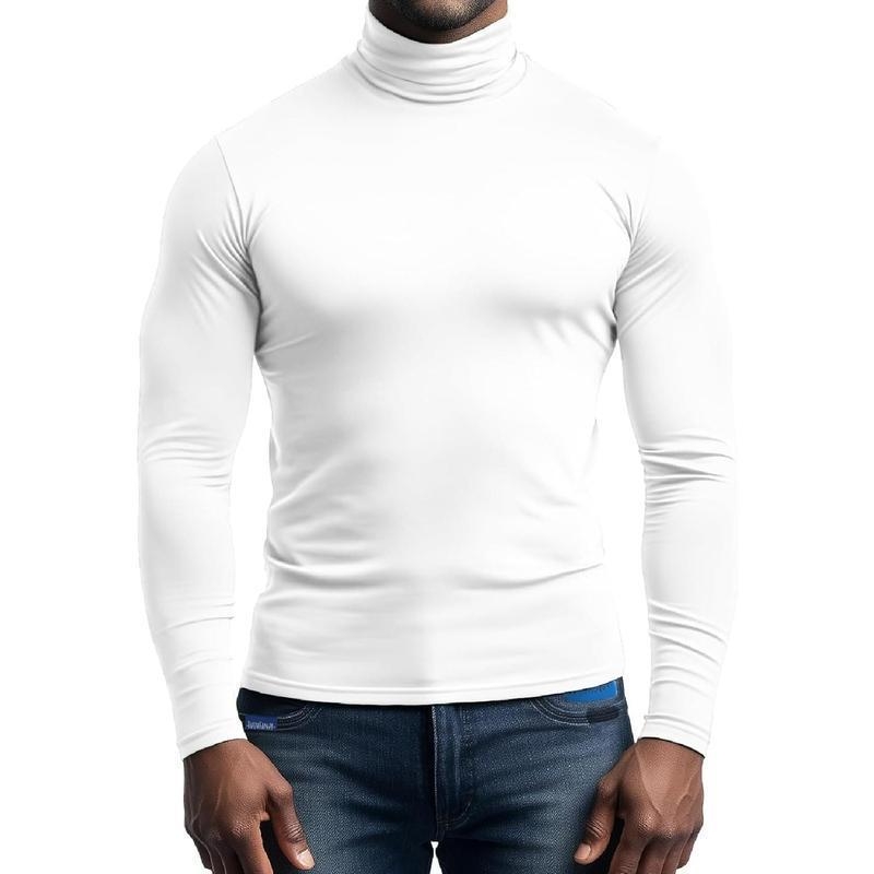 Мъжки флийс суитшърт с висока яка, едноцветен, Slim fit