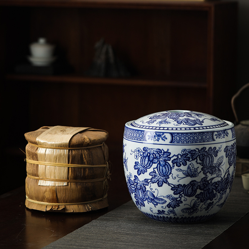 Jingdezhen keramijski spremnik za rižu s čvrstim zatvaranjem, ručno oslikani plavo-bijeli porculanski spremnik za pohranu