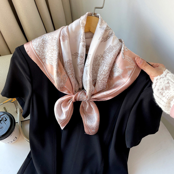 Šal sa satenom s korejskim uzorom, ljetni kvadratni šal za žene, elegantan uredski dodatak, lagan