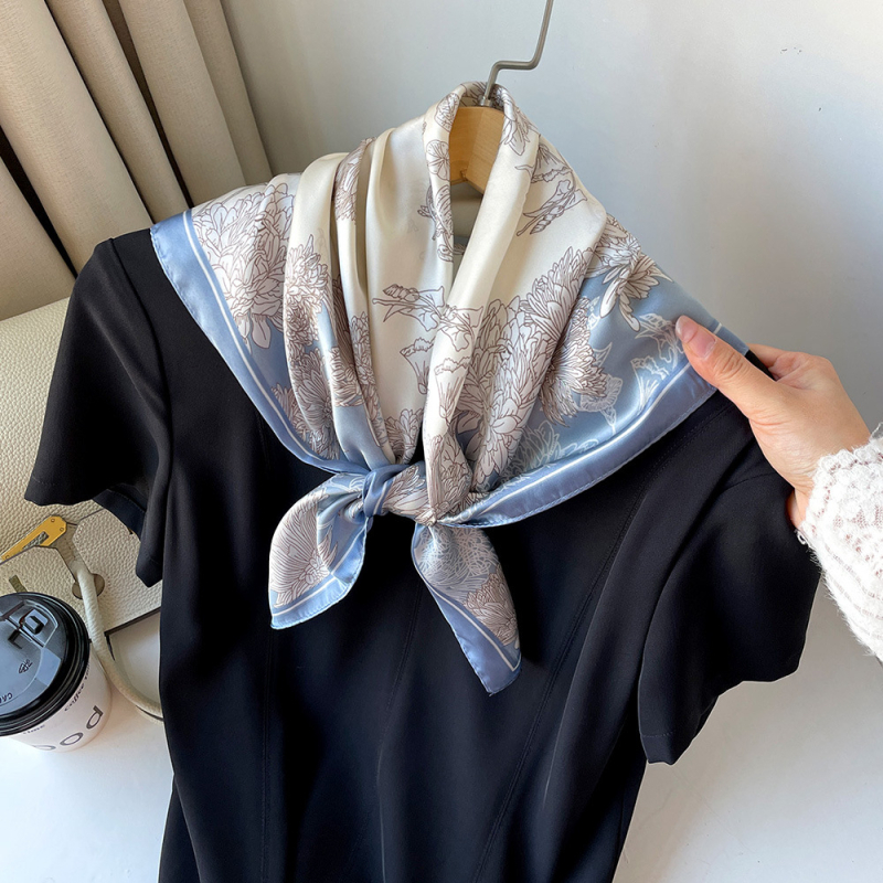 Šal sa satenom s korejskim uzorom, ljetni kvadratni šal za žene, elegantan uredski dodatak, lagan
