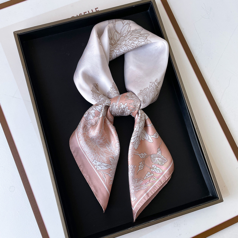Šal sa satenom s korejskim uzorom, ljetni kvadratni šal za žene, elegantan uredski dodatak, lagan