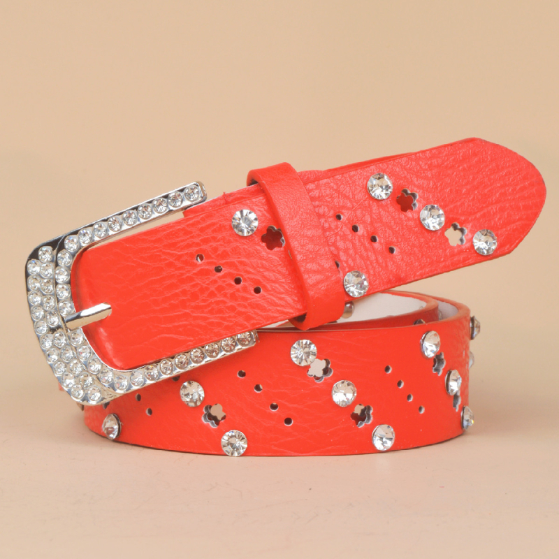 Ženski kaiš od umjetne kože s kopčom s iglom i kristalima, casual stil, širina 2-4 cm, za vanjske plesove