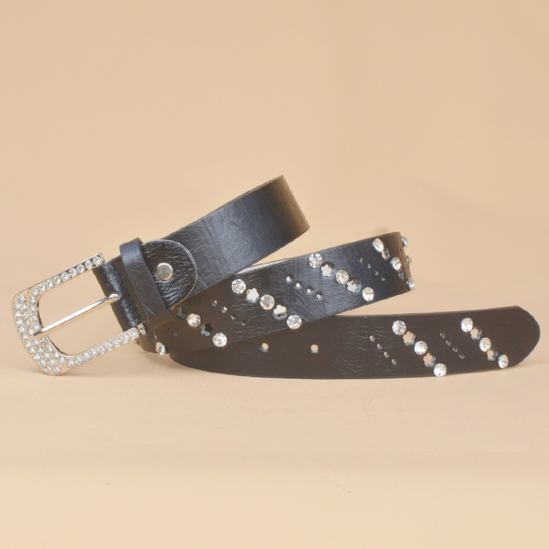 Ženski kaiš od umjetne kože s kopčom s iglom i kristalima, casual stil, širina 2-4 cm, za vanjske plesove