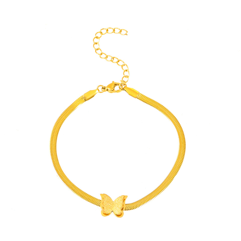 18K zlatno-matirana narukvica s leptirima, zmijskim lancem, unisex stil Instagram