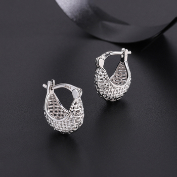 Difeng S999 sterling srebro – francuskog stila šuplje kugličaste naušnice za žene, retro elegancija s prepletenim uzorkom