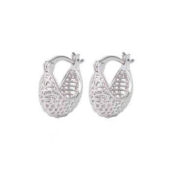 Difeng S999 sterling srebro – francuskog stila šuplje kugličaste naušnice za žene, retro elegancija s prepletenim uzorkom