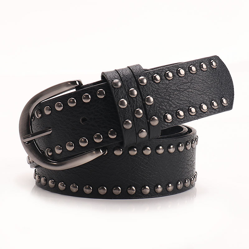 Ženski kaiš od PU s rivetima, punk stil s petokrakom zvijezdom, za traperice