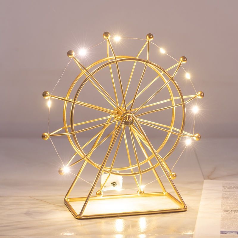 Kovani metalni ukrasni predmet za stol, ured ili spavaću sobu – rotirajući Ferris Wheel dekor