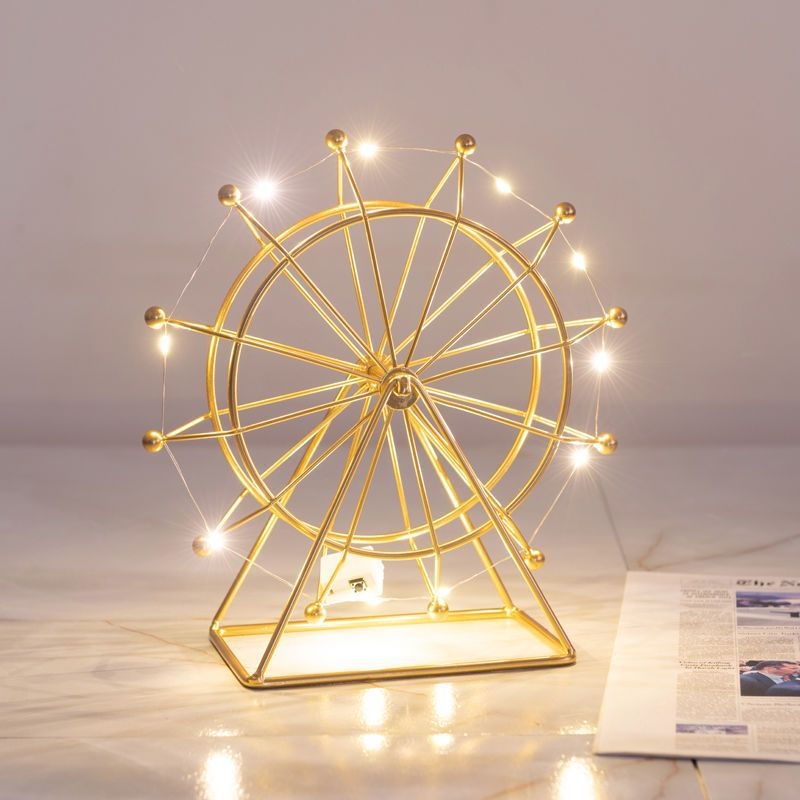 Kovani metalni ukrasni predmet za stol, ured ili spavaću sobu – rotirajući Ferris Wheel dekor